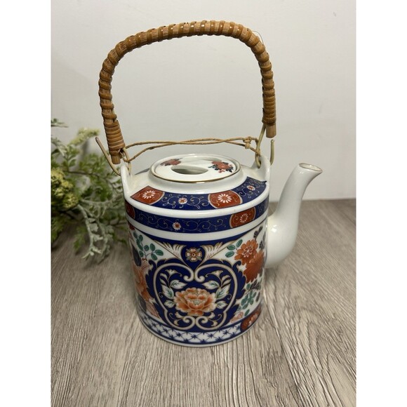 Vintage Japanese Tea Pot With Lid Bamboo Handle By Fred Roberts Co San Francisco - Picture 3 of 9